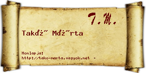 Takó Márta névjegykártya